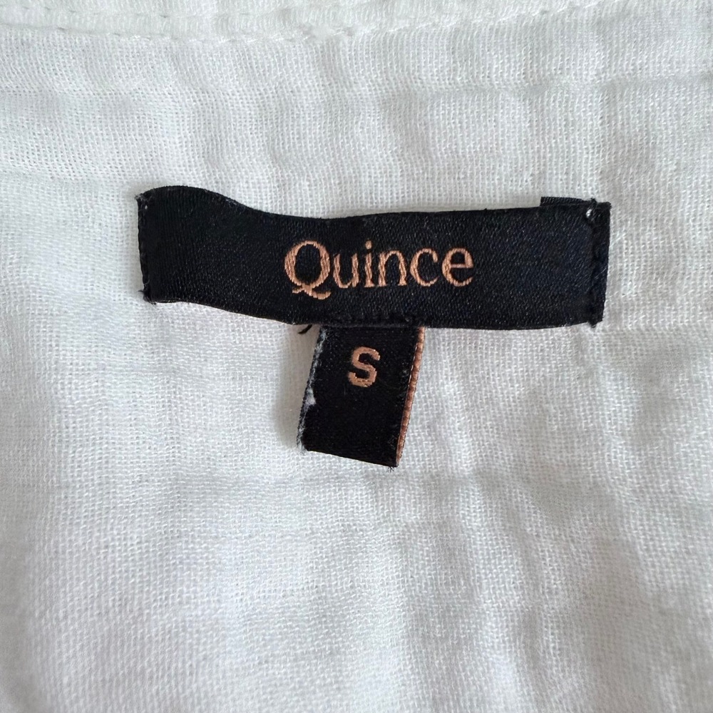 Quince White 100% Organic Cotton Gauze Long Sleeve Button Down Shirt Small - Picture 7 of 10